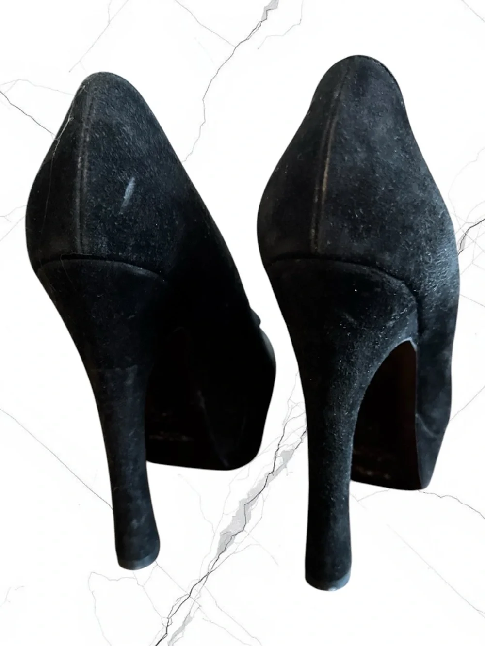 YVES SAINT LAURENT  Black Suede Mary Jane Platform Pumps EU 37